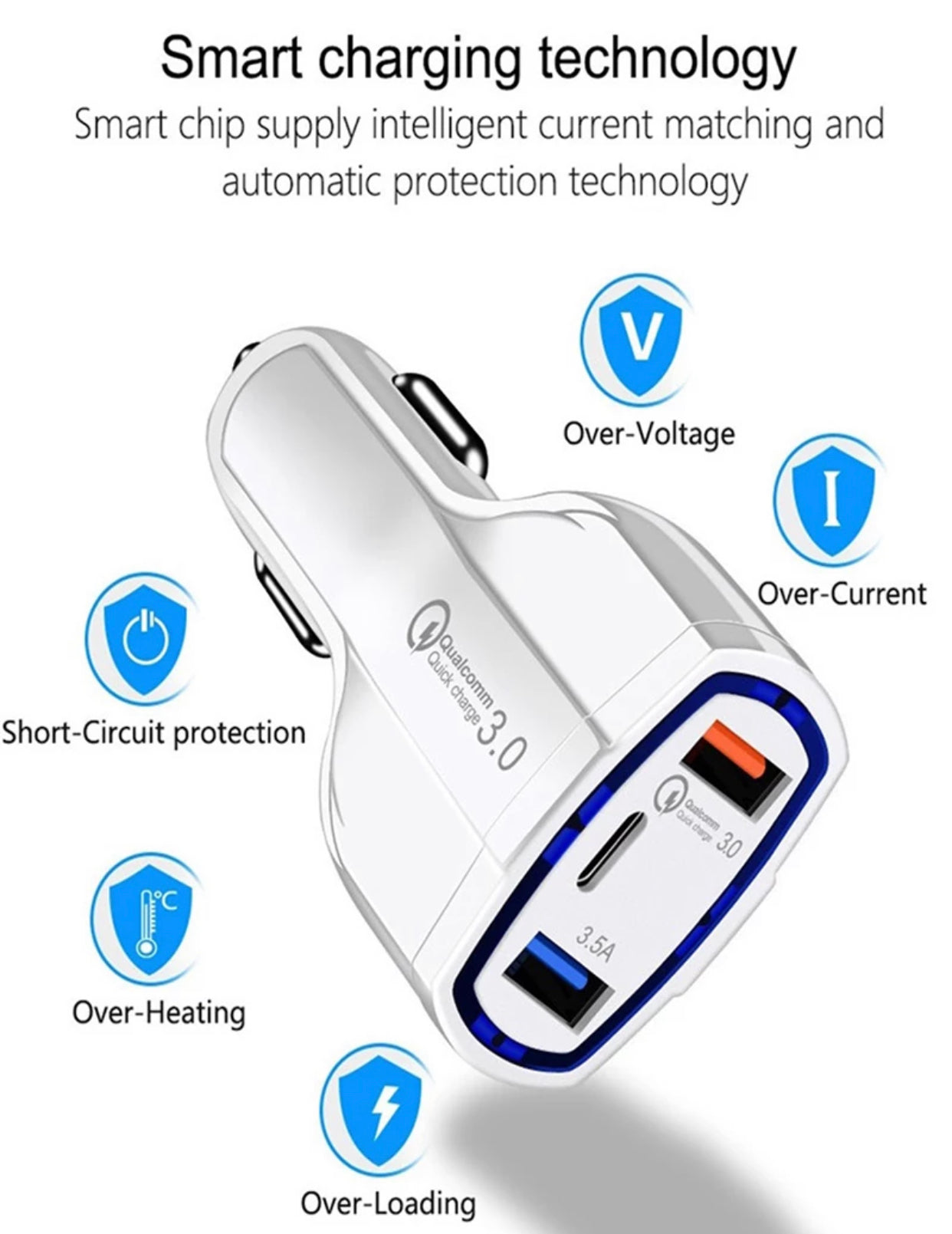 Premium Specialized USBC and Fast Charging USB Car Charger Adapter- White Colour - Super Savings Technologies Co.,LTD Premium Specialized USBC and Fast Charging USB Car Charger Adapter- White Colour - Super Savings Technologies Co.,LTD